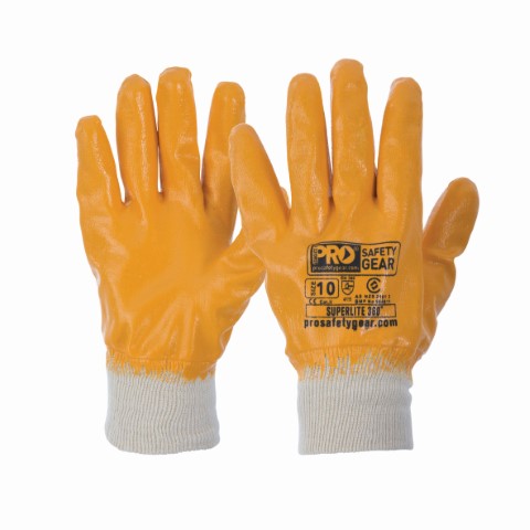 PRO GLOVE SUPER-LITE ORANGE NITRILE FULLY DIPPED. SIZE 10